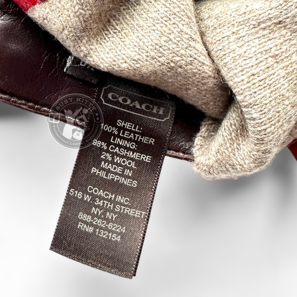 NWT Coach Triple Turnlock Leather & Cashmere Gloves - Size 6.5 (Small) - Picture 7 of 8